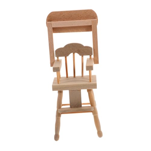 Toyvian Babyhochstuhl Stuhl-Telefonhalter Stuhl im Maßstab 1:12 Baby Puppen Baby Hochstuhl Kinder-Miniatur-Stuhl Miniaturstuhl hölzern Bastelanhänger Dekorationen von Toyvian