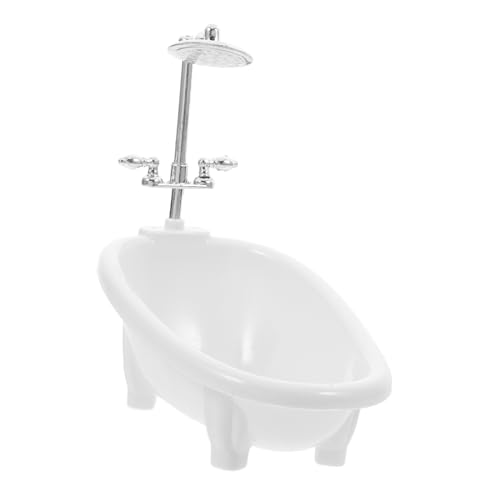 Toyvian Badzubehör für Puppen Miniatur Mini-Puppenbadewanne Puppenhaus-Badewannenhahn Dekoration kleine badewanne puppenhaus Badezimmer Mini-Töpfchen Mini-Basteldekore Mini Möbel Abs Weiß von Toyvian