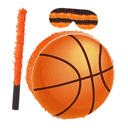 Toyvian Basketball Pinata aus Stabilem Karton mit Stick und Augenbinde für Sportparty Geburtstagsdeko Basketball Geburtstag Partyspiel für Jungen und Mädchen von Toyvian