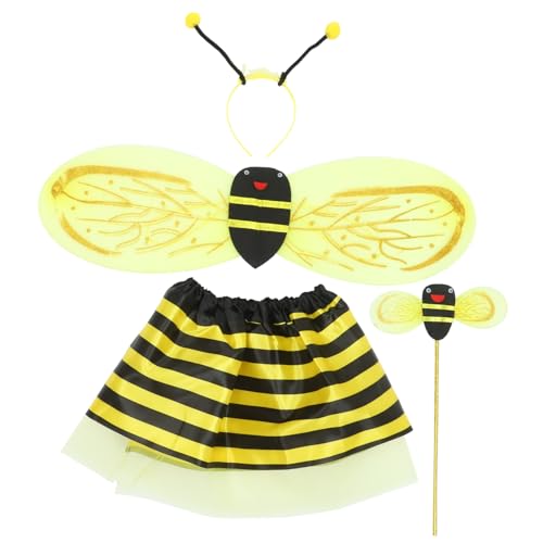 Toyvian Bienen Kostüm Set Bee Cosplay Zubehör mit Flügeln Rock Zauberstab Stirnband für Tanzparty Bühnenauftritt von Toyvian