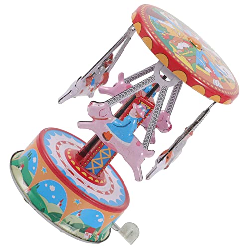 Toyvian Blechspielzeug Kinderspielzeug Retro-Spielzeug Schaukeltierfigur Karussell-Requisite Vintage-Spielzeug Lernspielzeug Windspielzeug Party bevorzugt Spielzeug Eisenblech Ornamente von Toyvian