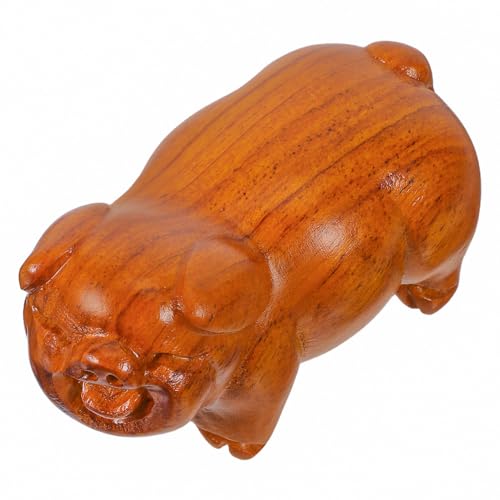 Toyvian Blumiger Rosenholz Figur Schwein Holzornament Handgeschnitzt Zodiak Schwein Deko für Büro Zuhause Geschenk von Toyvian