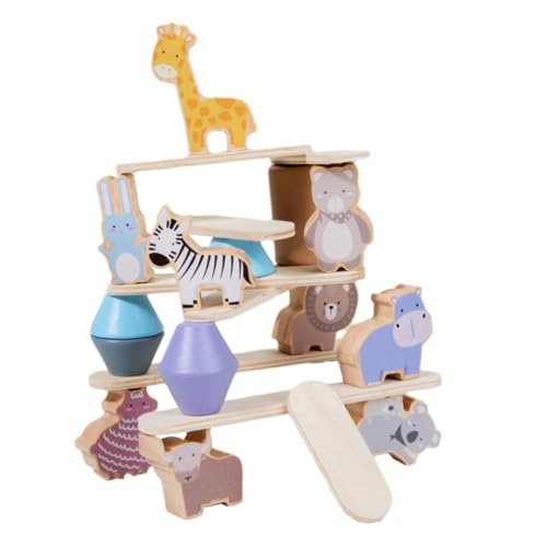 Toyvian Buntes Holz Tierspielzeug Stapelspiel Balancespiel für Pädagogisch Robust Kreativ Fördert Geduld und Feinmotorik für Drinnen und Draußen von Toyvian
