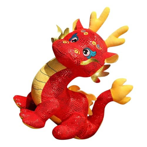 Toyvian Chinesisches Neujahrs Plüschtier Drache Gefüllte Stofftier Drachenpuppe mit PP Baumwolle Traditionelle Dekoration und Glücksbringer als zu Frühlingsfest und Neujahr von Toyvian