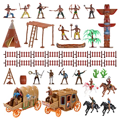 Toyvian Cowboys und Indianer von Wild West und Indianer Figuren aus Kunststoff Miniatur mit Pferd Zelt Männer Soldaten Spielzeug Wild West Figle Playset for Kids School Project Toyvian Cowboys und Indianer von Wild West und Indianer Figuren aus Kunststoff Miniatur mit Pferd Zelt Männer Soldaten Spielzeug Wild West Figle Playset for Kids School Project von Toyvian