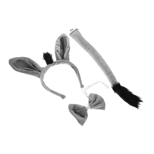 Toyvian Donkey Kostüm mit Realistischen Ohren Stirnband Grauer Schleife und Clip Leichtes Cosplay Zubehör für Halloween Geburtstags und Faschingsparty von Toyvian