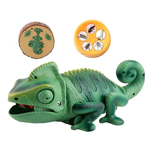 Toyvian Elektrische Fernbedienung Licht Krabbelndes Chamäleon Fütterungseidechse Elektrische Lernspielzeug Eidechsen Esskartenspiel Eidechsen Esskarten Grün von Toyvian
