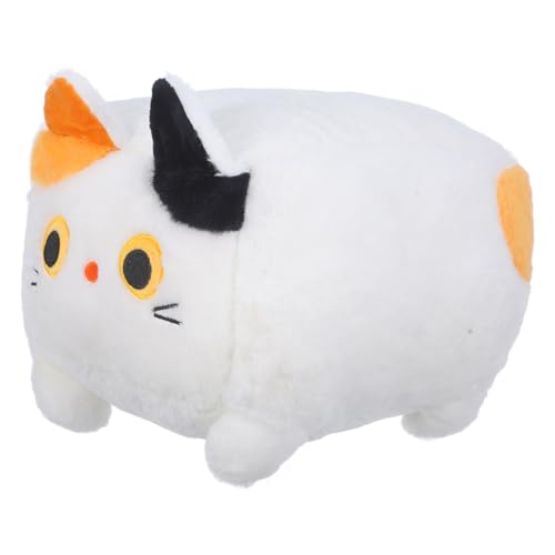 Toyvian Entzückendes Katzendekor Geburtstagsgeschenk Wohnzimmer deko katzenkissen Niedliches Katzenplüschtier Tierisches Kuscheltier Kinderpuppenspielzeug Stofftierpuppe PP Baumwolle Weiß von Toyvian