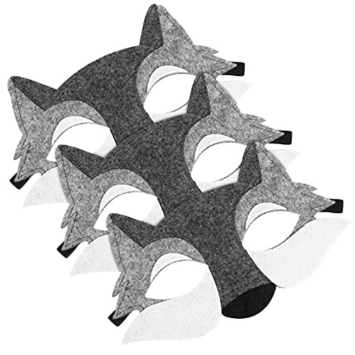 Toyvian Filztier - 3PCS Wolf Tiere Fühlten Halb Gesichtsgeschenke Black Wolf Animals Geburtstagsfeier für Halloween- Masken- Kleid- Partyzubehör von Toyvian