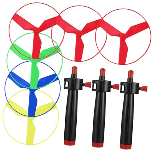Toyvian Fliegende Untertassen mit Launchern und Bunten Flugscheiben Ziehschnur UFO Outdoor Spiel für Einfach zu Starten Fördert Koordination und Aktives Zufällige Farbe von Toyvian