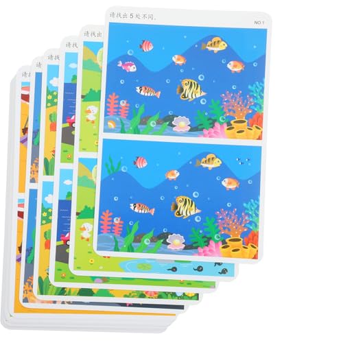 Toyvian Fokus Trainingskarten für Kleinkinder Jahre Pädagogisches Montessori Wiederverwendbare Such die Unterschiede Lernkarten mit Bunten Illustrationen Logisches Fördern von Toyvian