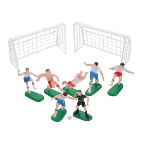 Toyvian Fußball Miniaturfeld Teiliges Set mit Realistischen Fußballspieler Figuren und Flexibel Anordnbaren Torpfosten Detailreiche Partydekoration für Jungen Geburtstagskuchen und von Toyvian