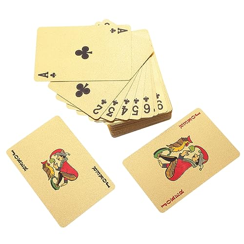 Toyvian Goldene Pokerkarten Wasserdichtes Kartendeck für Partys und Spiele Langlebig Sammeln für Erwachsene Tierkreiszeichen von Toyvian