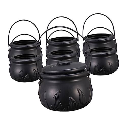 Toyvian Halloween 7 Stück Sü?igkeiten Eimer mit Deckel Runde Tasche Trick Or Treat Sü?e Halter Tote Geschenktüte für Nachtclub Bar Party Gef?lligkeiten S Hexenkostüm von Toyvian