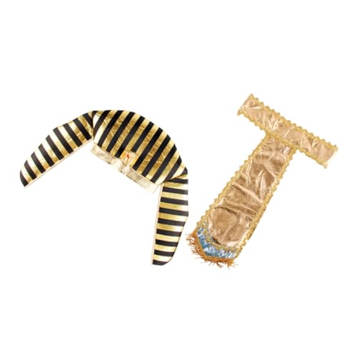 Toyvian Halloween Ägyptisches Pharaoh Kostüm mit Stoffhut und Dekorativem Leichtem Baumwoll Gürtel für Cosplay Karneval Party Zubehör von Toyvian