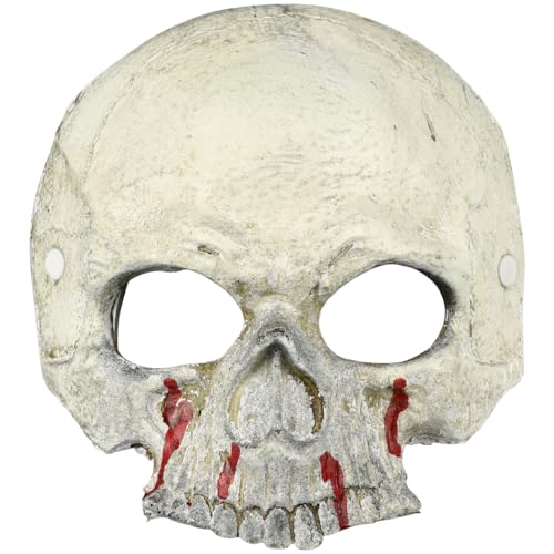 Toyvian Halloween-Blutmuster-Halbgesichts-Totenkopf-Maske, PU-Material, mehrfarbig, für Partys, gruselige Halloween-Dekorationen von Toyvian