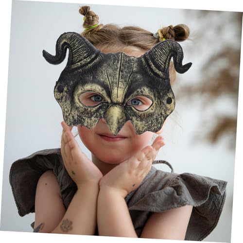 Toyvian Halloween Cosplay Kostüm Requisit Horn Teufel Maske Halbgesichts Tier Halloween Maske Goldene Masquerade Party Accessoire für Erwachsene von Toyvian