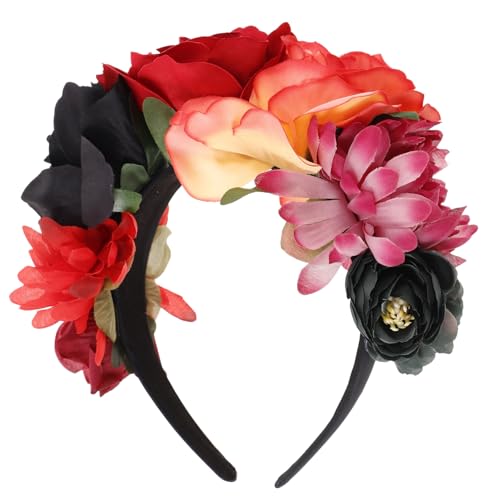Toyvian Halloween Haarband Mit Rosenblüte, Damen Stirnband Für Halloween-Partys, Modisches Kopfschmuck, Polyester, Orange von Toyvian
