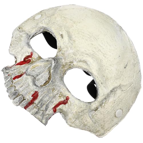 Toyvian Halloween Halbgesichts-Schädelmaske mit Blutmuster, PU-Material, Mehrfarbig, für Partys, Gruselige Halloween-Dekoration von Toyvian
