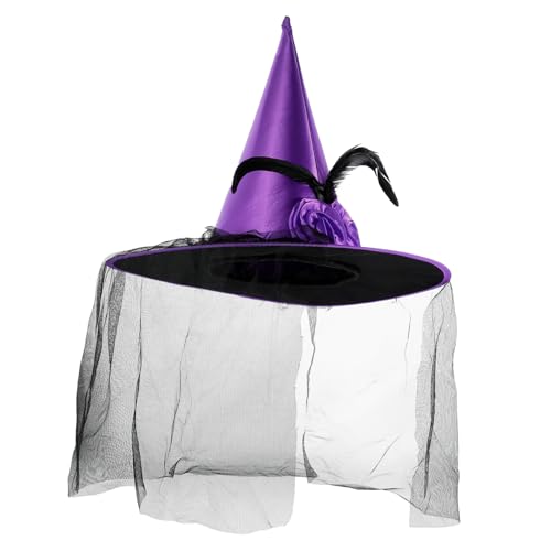 Toyvian Halloween Hexenhut mit Eleganter Rosenverzierung und Netzstoff Bequemes Strapazierfähiges Material für Halloween Party Cosplay und Besondere Anlässe von Toyvian