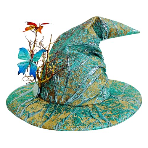 Toyvian Halloween Hexenhut mit Schmetterlings-Hexenkappe, Kostümzubehör für Frauen, Halloween, Weihnachten, Maskerade, Party, Cosplay, Dekoration von Toyvian