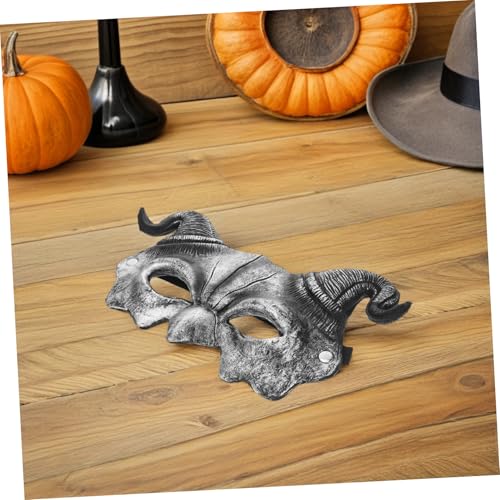 Toyvian Halloween Mask mit Realistischen Ziegenhörnern Halbes Gesicht Silberne Tiermaske für Kostüme Vielseitig für Halloween Cosplay Maskenball und Themenpartys von Toyvian