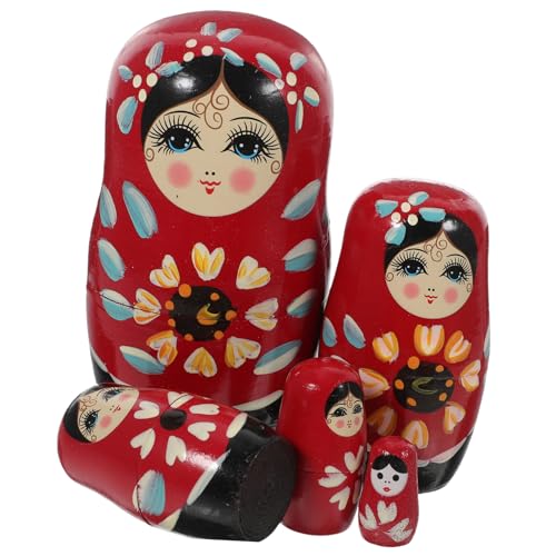 Toyvian Handbemalte Teilig Holz Babushka Matryoshka Puppen Mehrschichtige Russische Nesting Dolls Pädagogisches Kinderspielzeug Ökologische Holzdekoration Fördert und Raumverständnis von Toyvian