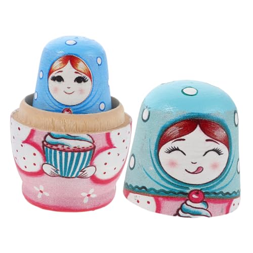 Toyvian Handgefertigte Russische Nesting Dolls Lagig Handbemalte Holz Puppen Traditionelles Russisches Kunsthandwerk Pädagogisches Holzspielzeug für Kulturelle Wohnraumdekoration von Toyvian