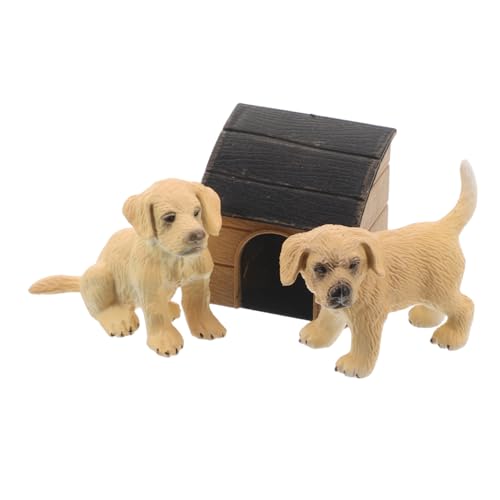Toyvian Hunde-Ornamente Für Das Zuhause – Miniatur-hundehaus-Set Spielzeughunde-Kollektion Realistische Miniatur-welpenstatuen von Toyvian
