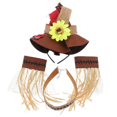 Toyvian Hexenhut Haarbügel 4 Stück in 1 Satz Vogelscheuche Kostüm Hut Armband Halskette Halloween Gruselige Kostüme für Frauen Halloween Kostümzubehör von Toyvian