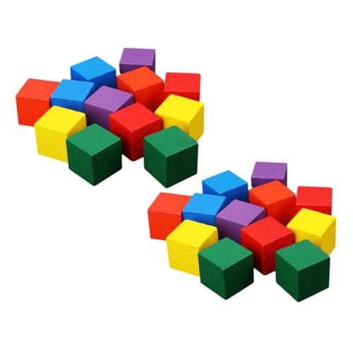 Toyvian Holz Bausteine Teilig Kleine Bunte Würfel Tragbare Lernspielzeug für Vorschulkinder Fördert Logisches Kreativität und Hand Auge Koordination von Toyvian