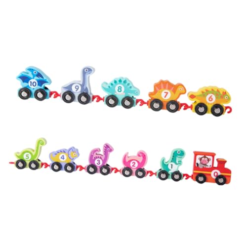 Toyvian Holz Dinosaurier Zug Montessori Lernspielzeug Ab Jahre Bunter Zahlenzug Pädagogisch Fördernd zur Hand Auge Koordination und Kreativität Motorikspielzeug von Toyvian