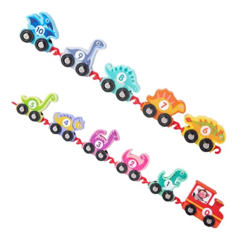 Toyvian Holz Dinosaurier Zugset mit Zahlen Pädagogisches Holzspielzeug für Buntes Cartoon Tier Lernspielzeug Kreatives Motorikspielzeug für Kleinkinder und Kindergarten von Toyvian