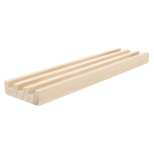 Toyvian Holz Domino Halter Rack aus Natürlichem Holz Robustes DIY Domino Aufbewahrungsbrett mit Rutschfester Basis Organizer für Dominosteine und Spielkarten Ergonomisch für Arthritis von Toyvian