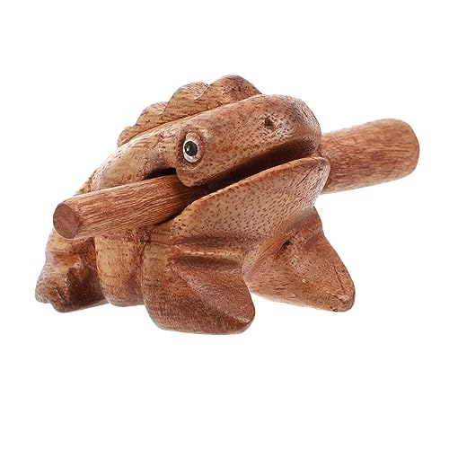 Toyvian Holz Frosch Percussion Instrument Musikalisch Lernspielzeug Eltern Junge Mädchen Interaktiv Holzfarben Figur von Toyvian