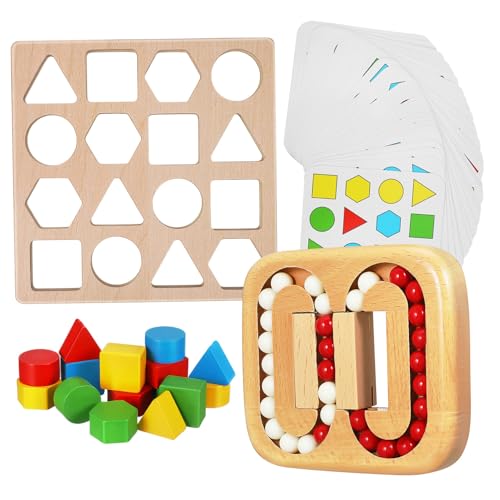 Toyvian Holz-Puzzle Senioren Kognitives Gedächtnisspiel mit Geometrischen Formen und Drehbarem Kugel-Labyrinth Fördert Hand-Auge-koordination und Gedächtnis Tragbar für Zuhause und von Toyvian