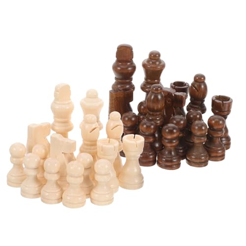 Toyvian Holz Schachfiguren Ersatzset Internationales Schachspiel Leicht Kompakt Klassisch Geformt Für Familie Freunde Freizeitspaß von Toyvian