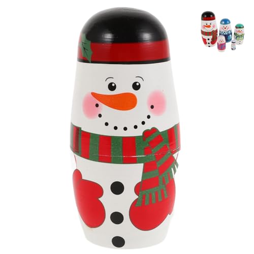 Toyvian Holz Schneemann Nesting Puppen Lagig Sicher Holz Weihnachtsdeko Snowman Figur Bastelidee von Toyvian