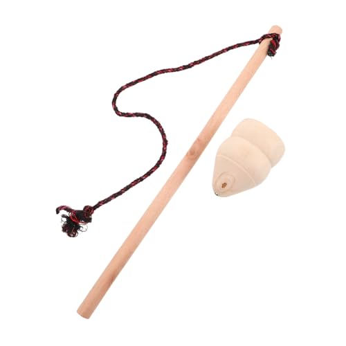 Toyvian Holz mit Schnur Handgefertigtes Gyro Outdoor Fitness Übung Traditioneller Hölzerner Spinning Top mit Peitsche für Physikalische Lernspiele von Toyvian