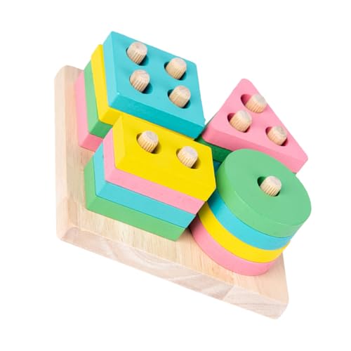 Toyvian Holzbausteine für Pädagogisches Konstruktionsspielzeug aus Natürlichem Langlebigem Holz Fördert Feinmotorik Farb Formerkennung Geeignet für Frühe Bildung und Zufällige Farbe von Toyvian