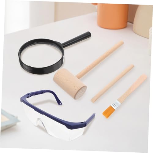 Toyvian Holzhammer Meißel Set Mini Ausgrabungswerkzeug für Kreatives Stem Dinosaurier Grabspiel Tragbar Leicht für Outdoor Spiel Ab Jahren von Toyvian