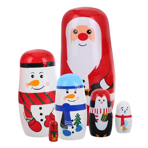 Toyvian Holzpuppe Dekoration Weihnachtshandwerk Weihnachtsdekoration Russisches Holzspielzeug Nesting Toys von Toyvian