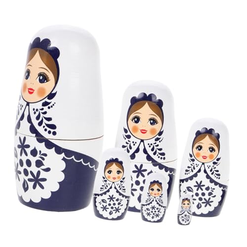 Toyvian Holzpuppenspielzeug Handgefertigt Pädagogisch Riesige Figur Nest Geburtstag Babuschka Puppe Streich Kleinkind Stapeln Kleines Ornament Weihnachten Kleine Party Kind von Toyvian