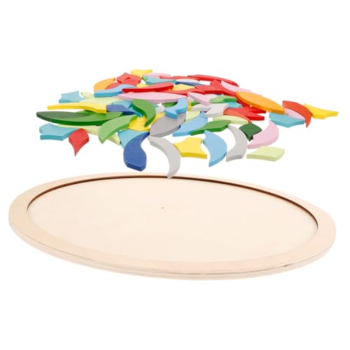 Toyvian Holzpuzzle Geometrische Formen Bunte Bausteine Kreatives Lernspielzeug für Ab Jahren Logik Farbenverständnis und Fantasieentwicklung von Toyvian