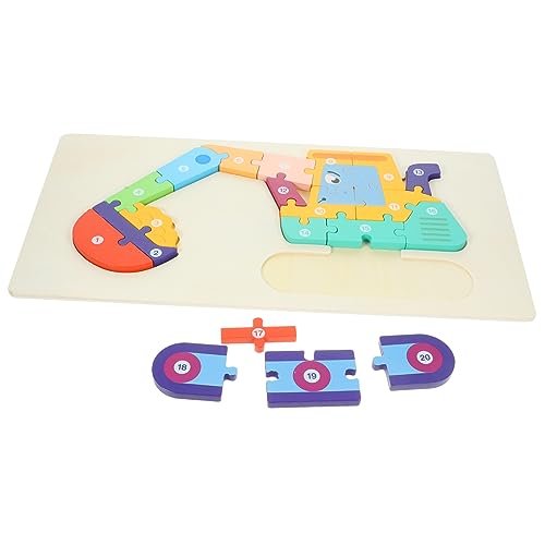 Toyvian Holzpuzzle Lernspielzeug Stabiles DIY Puzzle mit Baufahrzeug Fördert Motorik und Räumliches Pädagogisches für Kleinkinder und Vorschulkinder von Toyvian