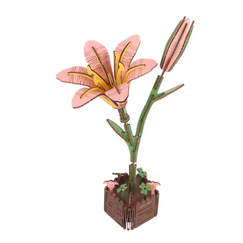 Toyvian Holzpuzzle Lilie DIY Bausatz für Erwachsene und Präzise Geschnitztes Blumenmodell Kreatives Bastelset für Botanische Dekoration und Geschenkideen zu Geburtstag und Weihnachten von Toyvian