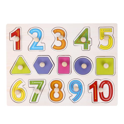 Toyvian Holzpuzzle Zahlen für Kleinkinder Montessori Lernspielzeug aus Langlebigem Holz Fördert Frühes Lernen Denkfähigkeit und Beobachtung Pädagogisches für Jungen und Mädchen von Toyvian
