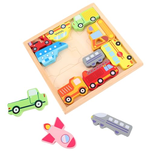 Toyvian Holzpuzzle für Kleinkinder Fahrzeug Formen Bunte Lernspielzeug Frühe Kognitiver und Räumlicher Fähigkeiten Montessori Kindergarten von Toyvian