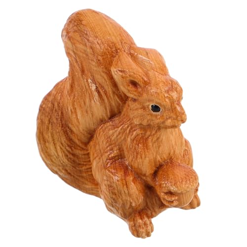 Toyvian Artikulierte Holzfigur Süße Eichhörnchen-Dekoration Handgeschnitzt Als Für Frühlingsdekoration Tierornament Für Schreibtisch Und Mini-Garten von Toyvian