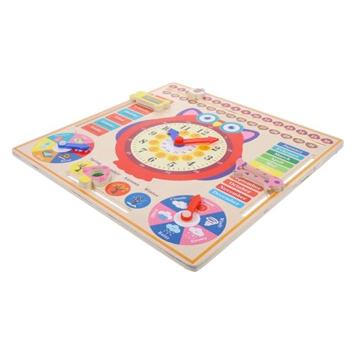 Toyvian Holzspieluhr Katze Eule Lernuhr Lernspielzeug Lernhilfe und Wettererkennung Pädagogisches Holzspielzeug für Vorschulkinder und Kommunikation von Toyvian